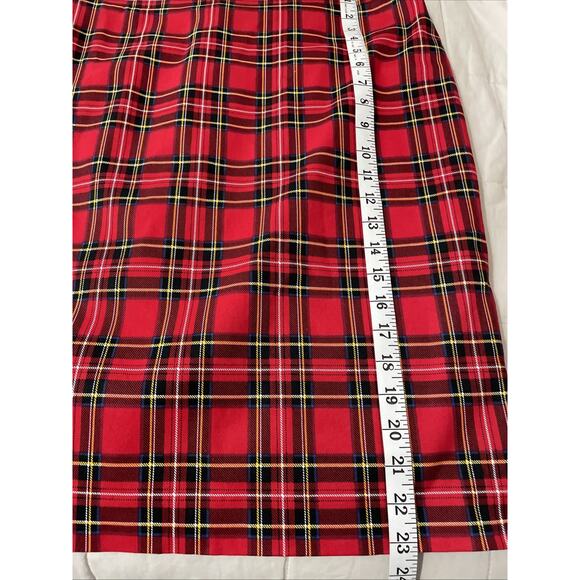 J Crew Pencil Skirt Size 16 Women Red Black Plaid NWT Christmas Holiday Lined - Picture 8 of 8
